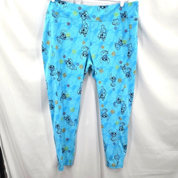 Disney Parks Stitch Print Blue‎ Colorful Stretchy Leggings Womens Plus Size 1X. - Picture 1 of 7